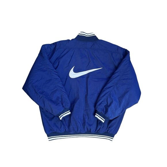 Vintage Nike Bomber Jacket Big Center Swoosh Puffer Windbreaker 90’s Half Zip L